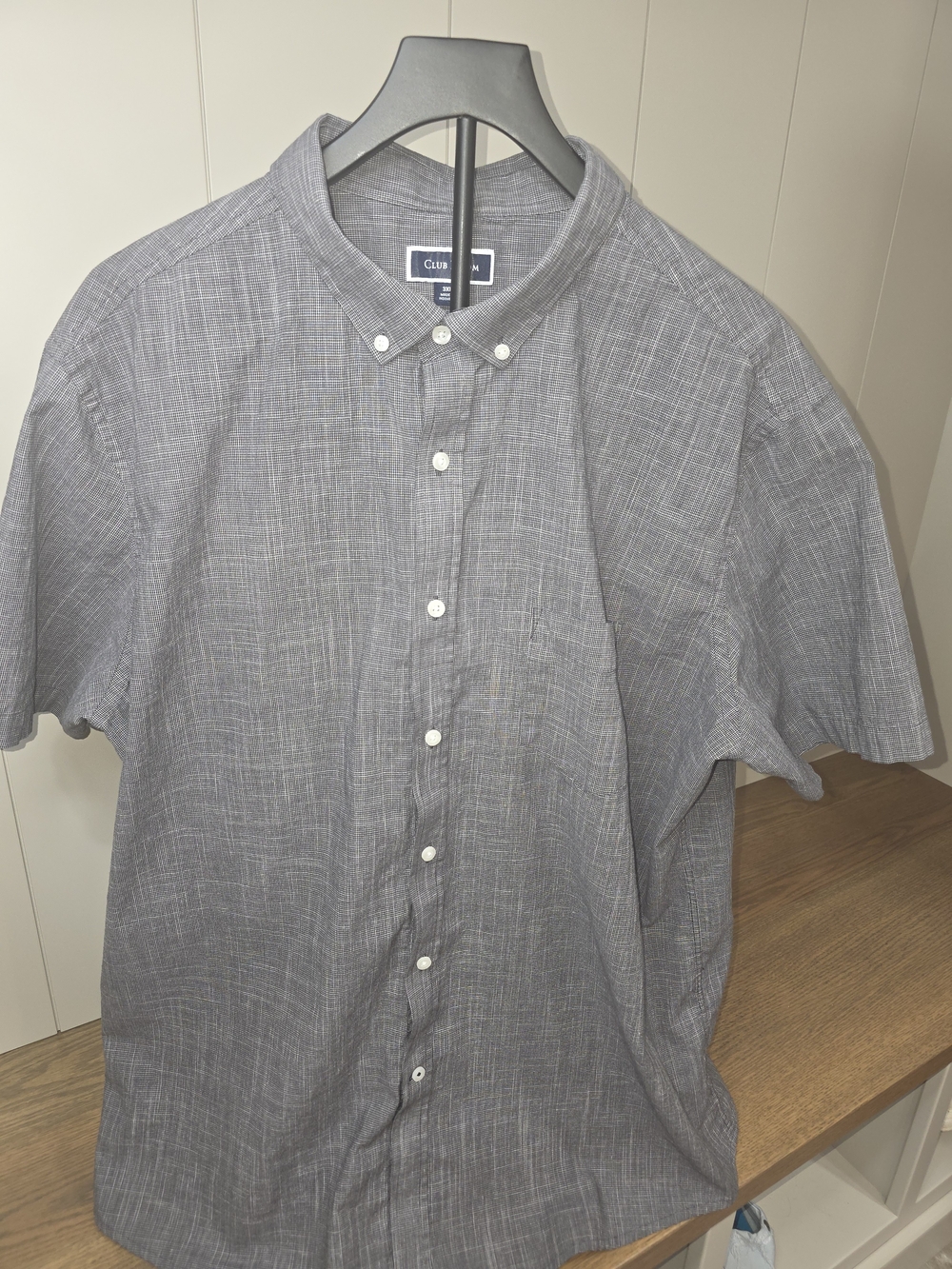 Club Room Gray Short-Sleeve Button-Down Shirt Cotton Coastal Size 3xl